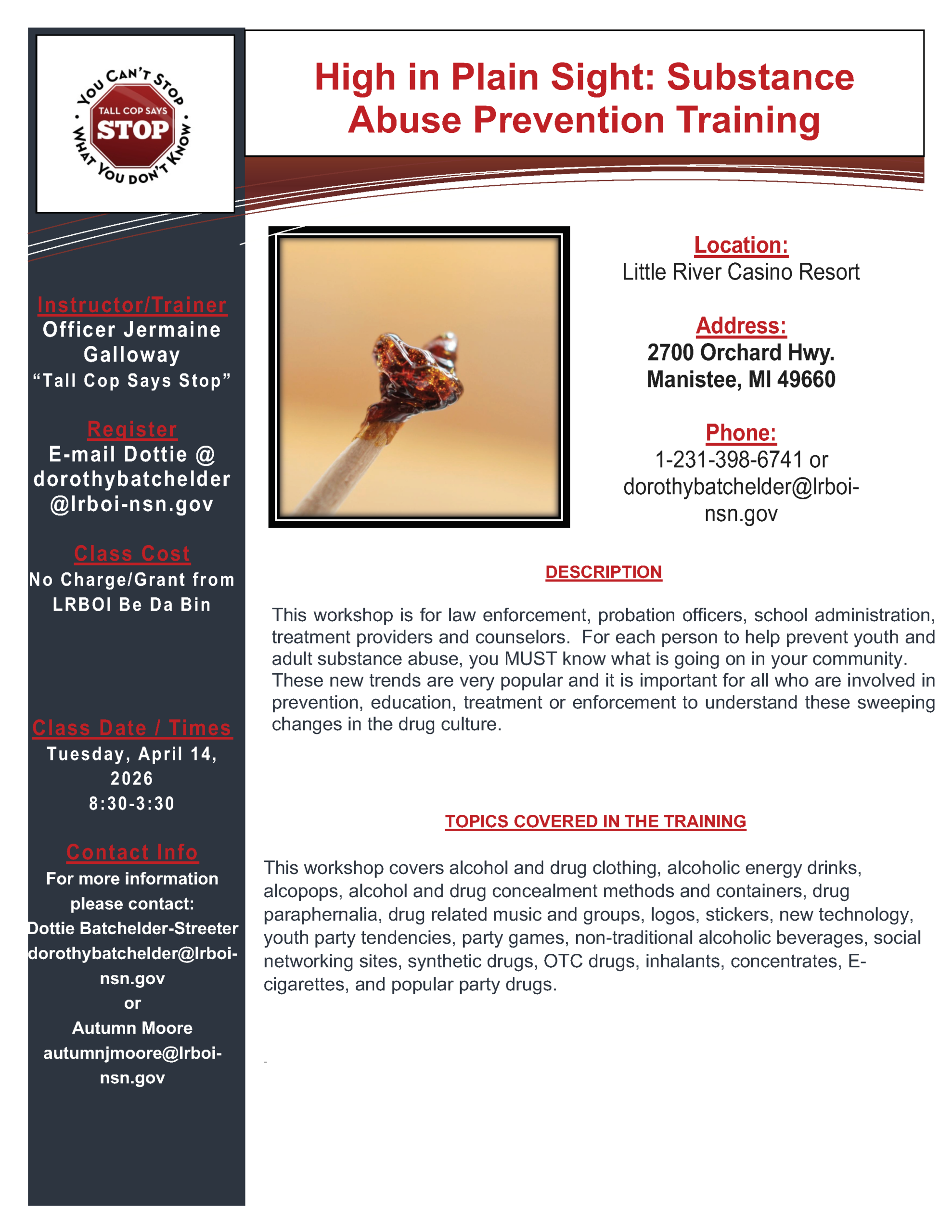 High in Plain Site:  Substance Abuse Prevention Training