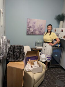 Amber Peterson, Intake Specialist at Little River Band of Ottawa Indians inside the new lactation room at Little River Band of Ottawa Indians.